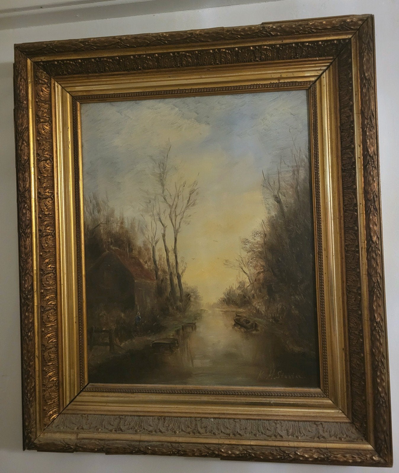 Mooi antiek schilderij gesigneerd, Antiek en Kunst, Ophalen, Oud hollands, Gesigneerd, Maritiem / water