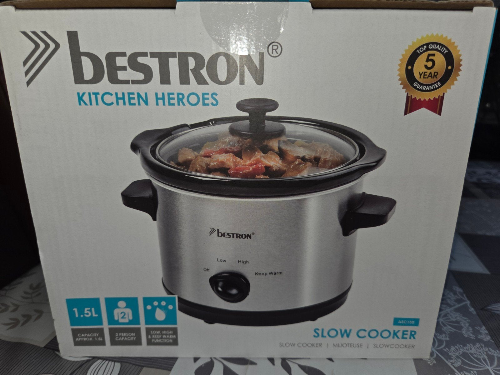 Bestron Slowcooker 1.5L - Ideaal voor 1-2 personen, Ophalen, Nieuw