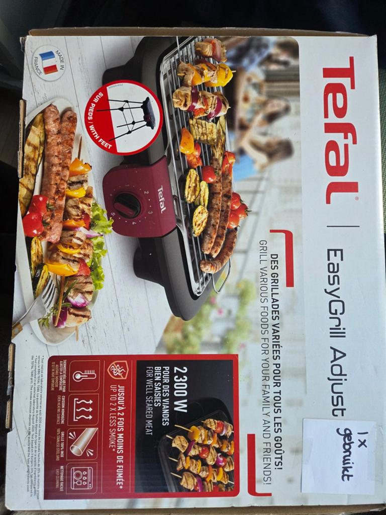 Tefal EasyGrill Adjust Elektrische Barbecue 2300W, Tuin en Terras, Elektrische barbecues, Ophalen of Verzenden, Zo goed als nieuw