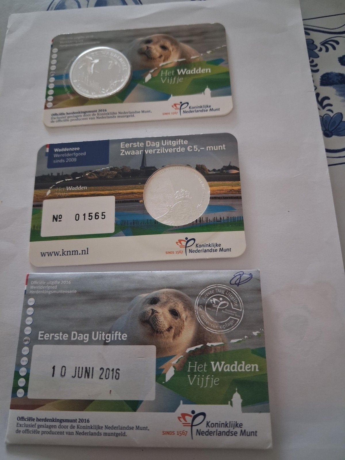 coincards het Wadden Vijfje, Ophalen of Verzenden, Koningin Beatrix, Euro's