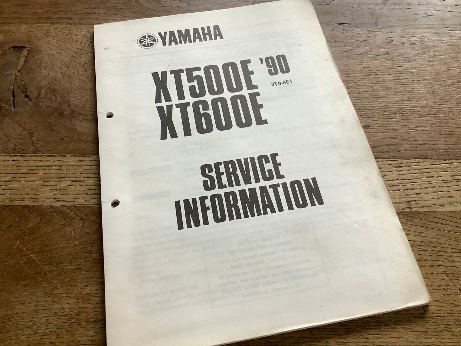 Yamaha XT500E XT600E Service Inf.  Handleiding '90.    (110), Verzenden, Yamaha