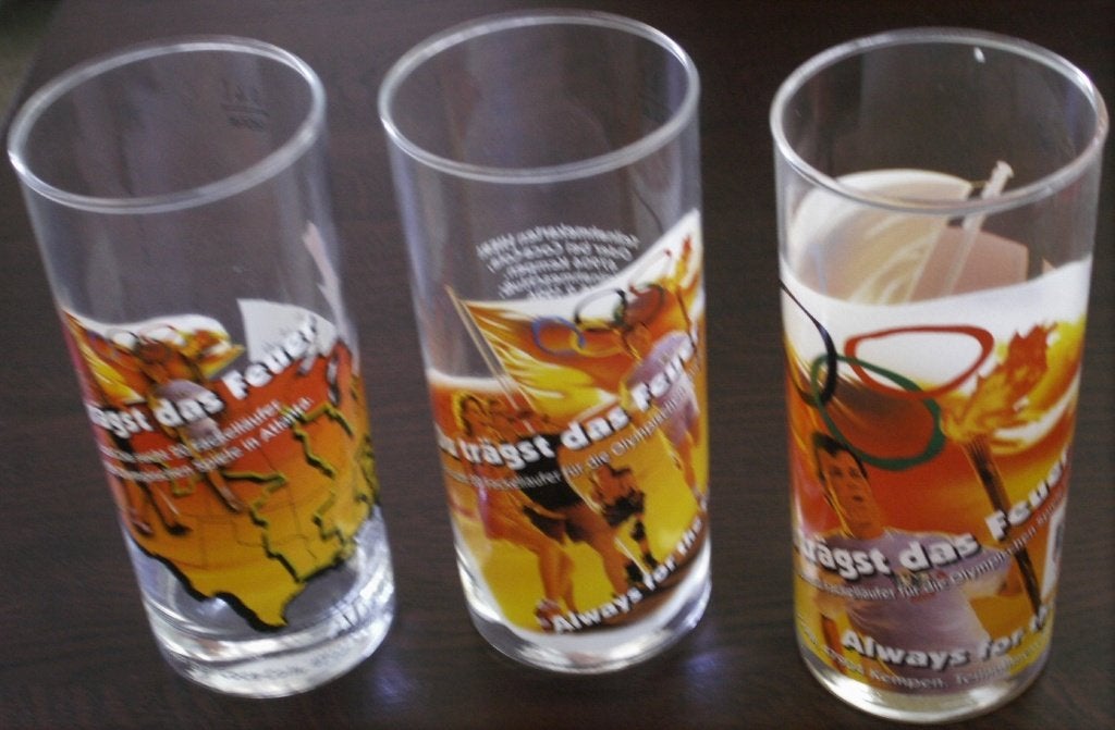 Complete set van 3 Duitse Coca Cola Glazen Atlanta 1996, Verzamelen, Ophalen of Verzenden, Nieuw, Bierglas