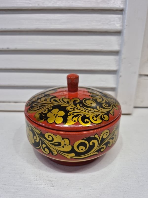 Houten doosje, Volkskunst Khokhloma USSR, Antiek en Kunst, Ophalen of Verzenden