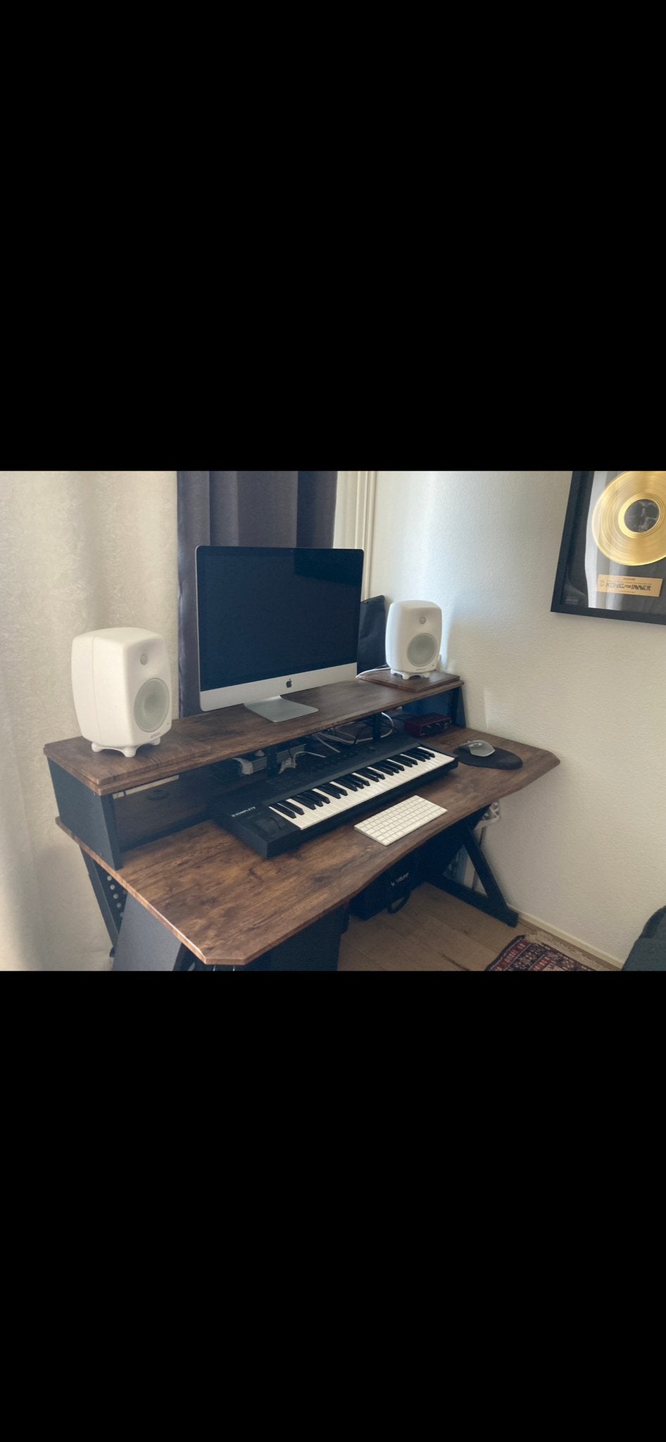 Muziek studio tafel met opzetstuk, Ophalen, Hout, 76 cm, Bruin