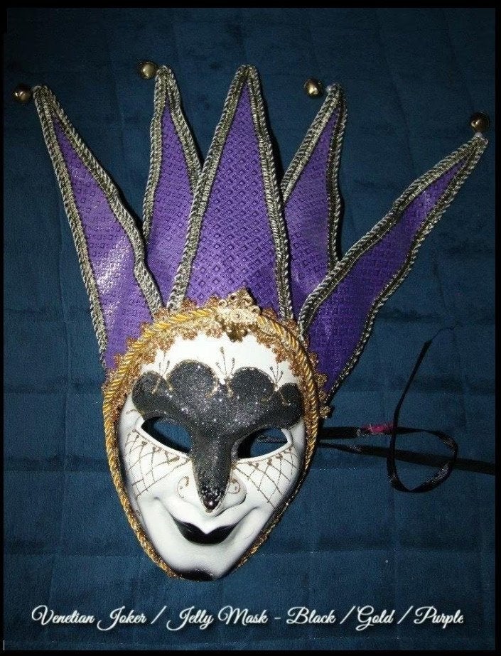 Venetiaanse Joker Jelly Masker, Ophalen of Verzenden, Zo goed als nieuw, Feestartikel, Carnaval