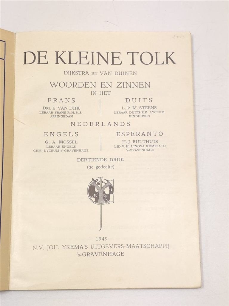 Kleine Tolk — Vintage Taalboek met Esperanto, 1949, Ophalen of Verzenden