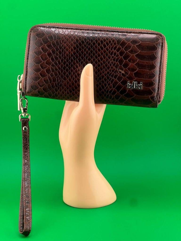iXki Dames Portemonnee Bruin Croco Look met Polsbandje, Ophalen of Verzenden, Gebruikt, Bruin, Overige merken