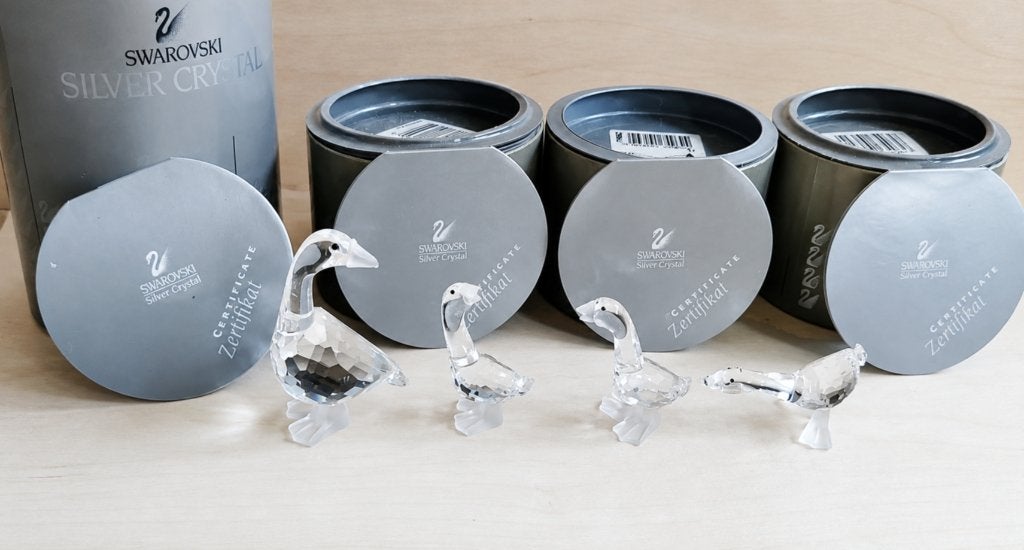 Swarovski ganzenfamilie met doos & certificaten, Verzamelen, Swarovski, Ophalen of Verzenden, Zo goed als nieuw, Figuurtje