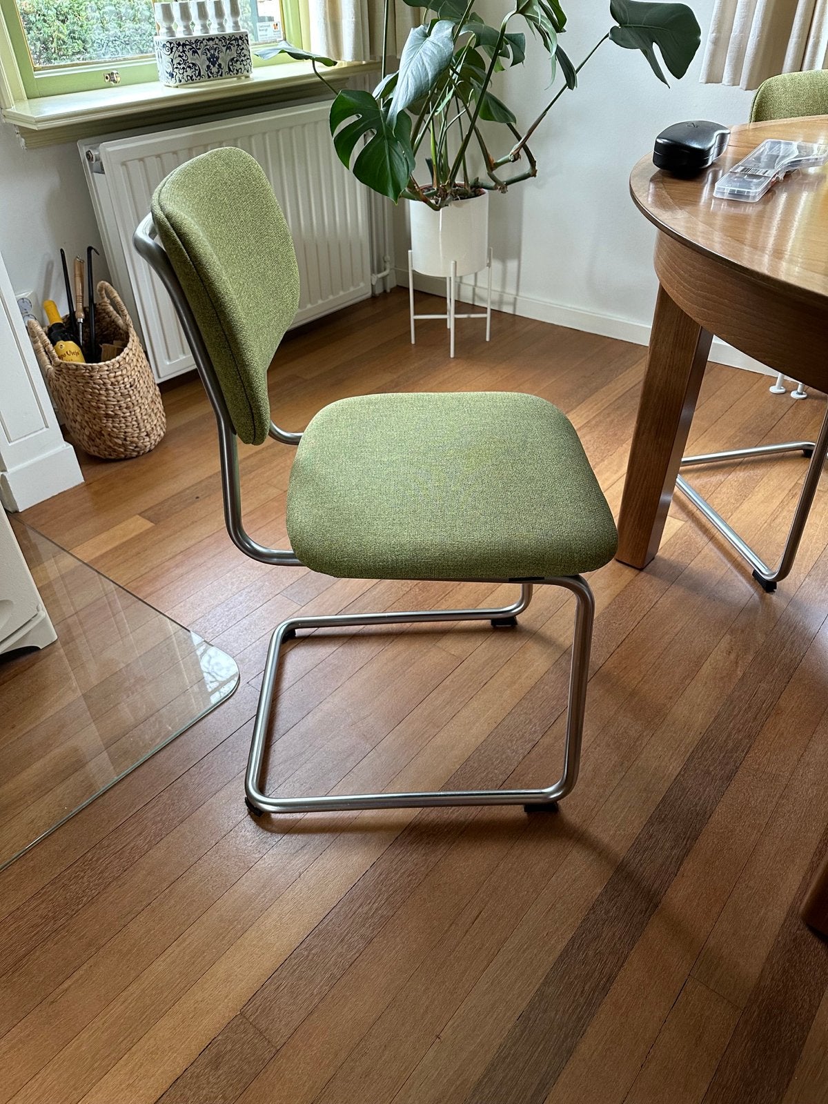 Set van 4 vintage Gispen 1121 stoelen, opnieuw bekleed, Ophalen, Gebruikt, Overige kleuren, Vier
