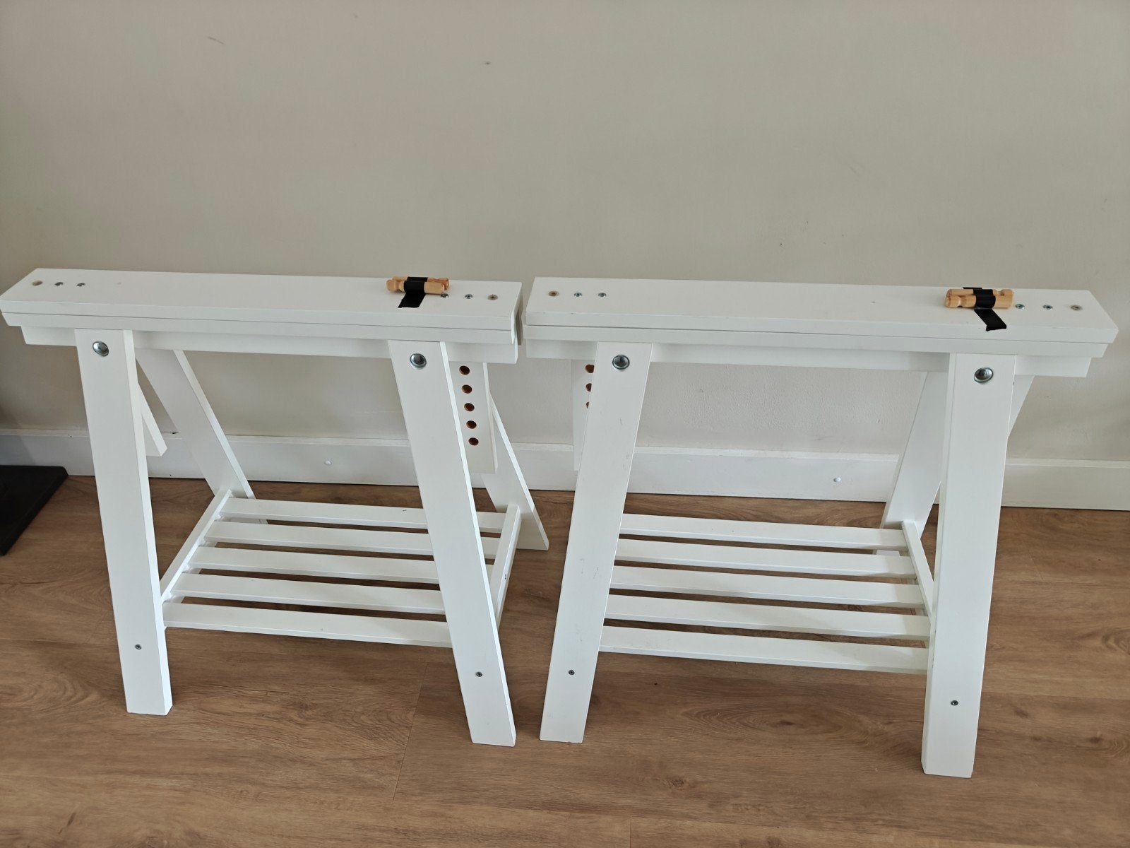 Witte schragen (2 stuks) -Ikea, Ideaal voor bureau of tafel, Ophalen, Tafelpoot, Minder dan 50 cm, Modern, functioneel