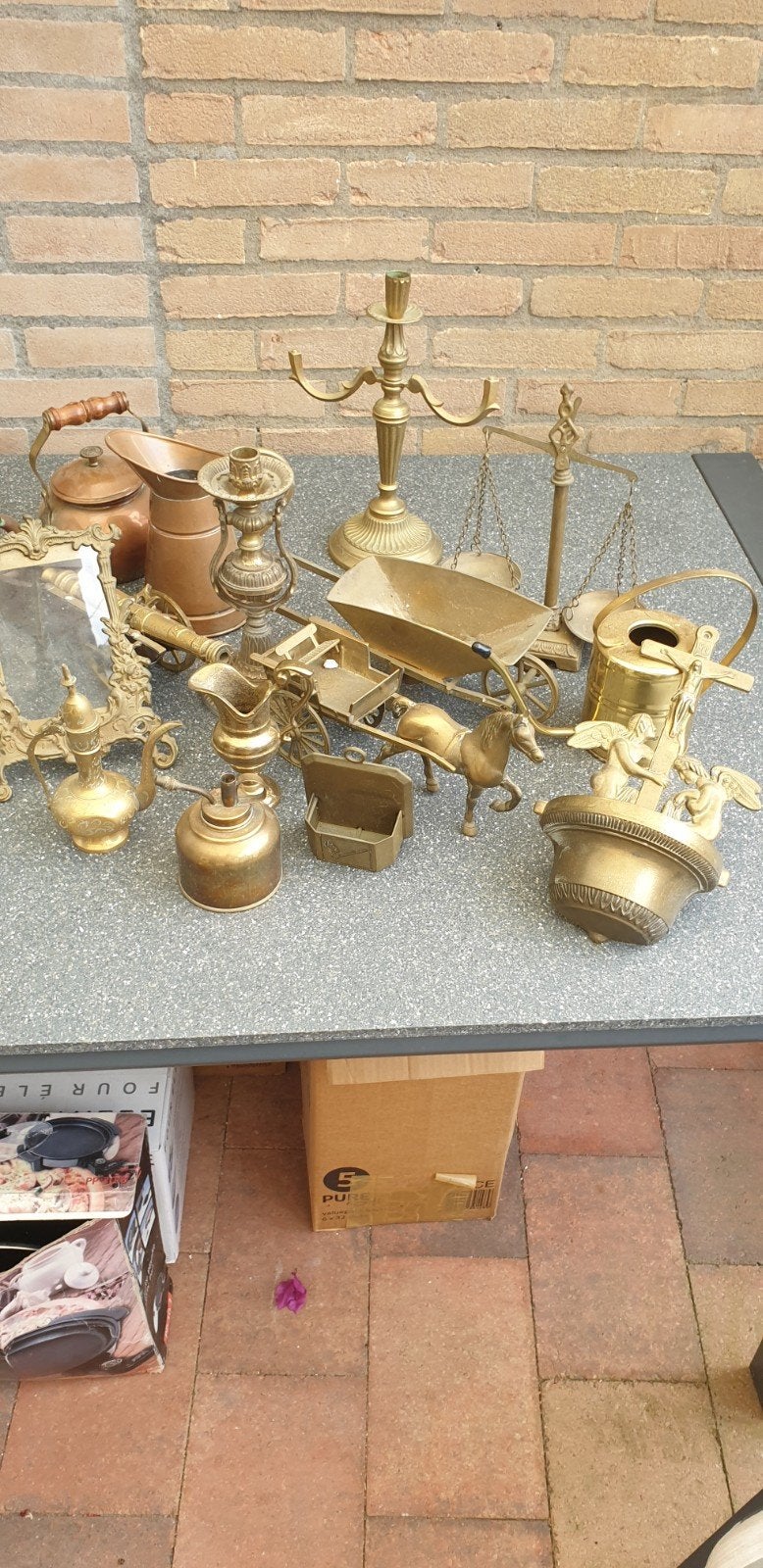 Diverse koperen en bronzen decoratieve objecten, Ophalen of Verzenden, Koper