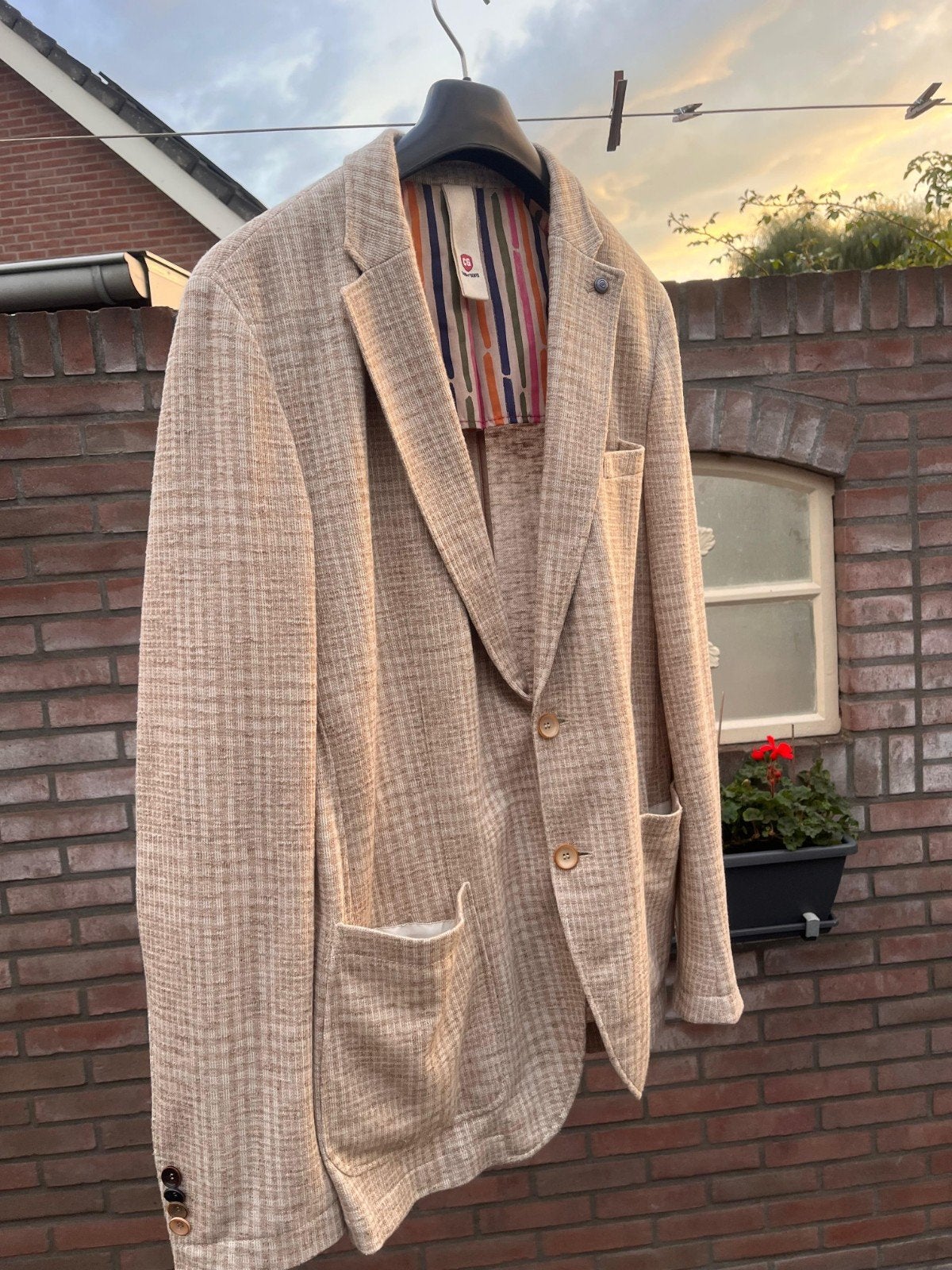 Heren Colbert maat 54 slim fit beige, Ophalen of Verzenden, Nieuw, Maat 56/58 (XL), Blauw
