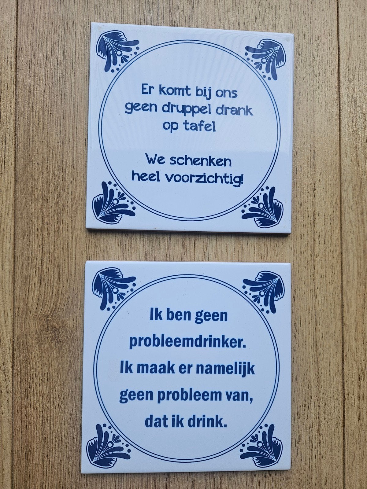 Tegeltjes met spreuken - Delfts blauw stijl, Ophalen