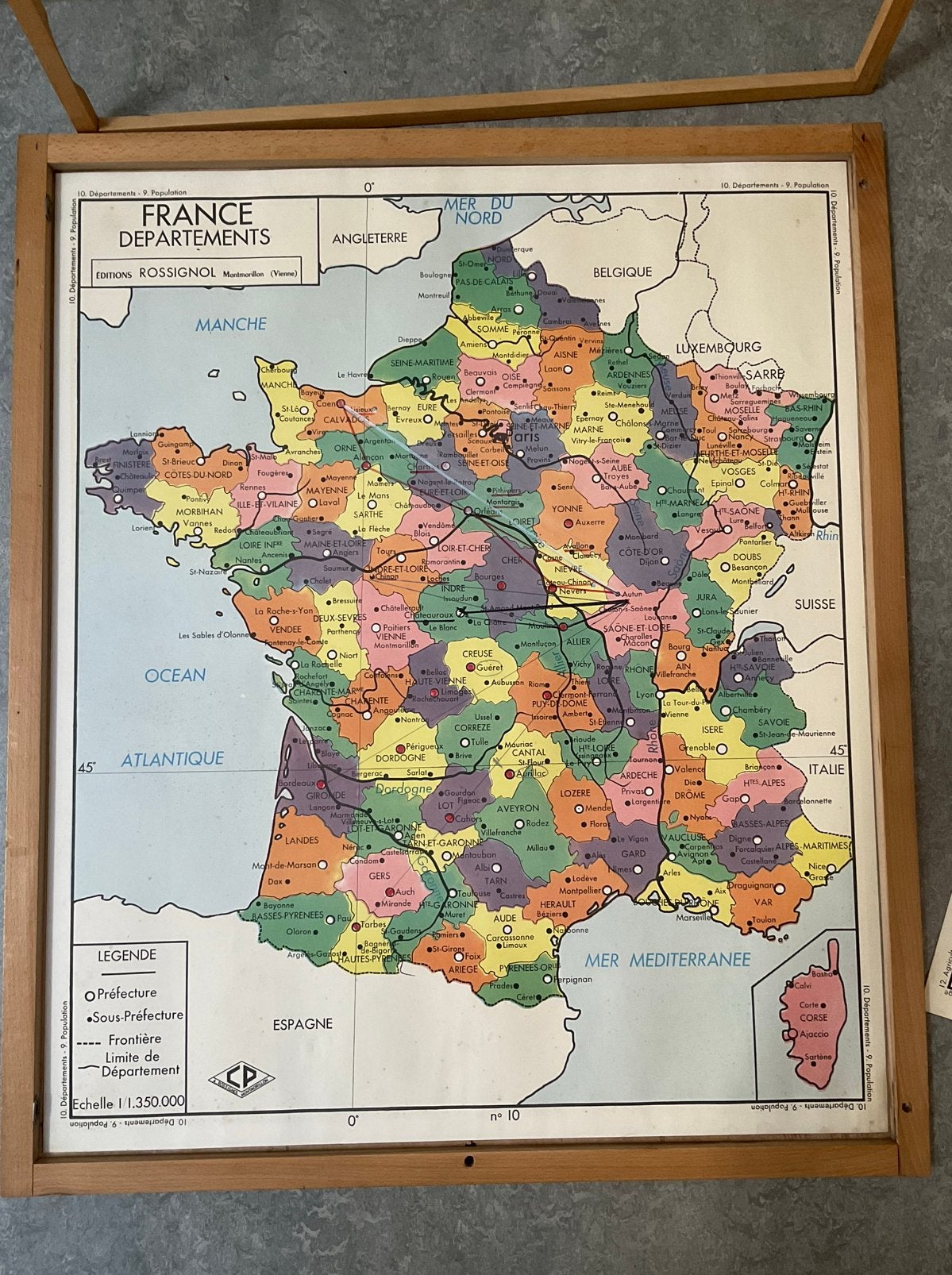 Zeldzame set franse school kaarten, vintage 96 x 81, Antiek en Kunst, Antiek | Schoolplaten, Ophalen, Aardrijkskunde