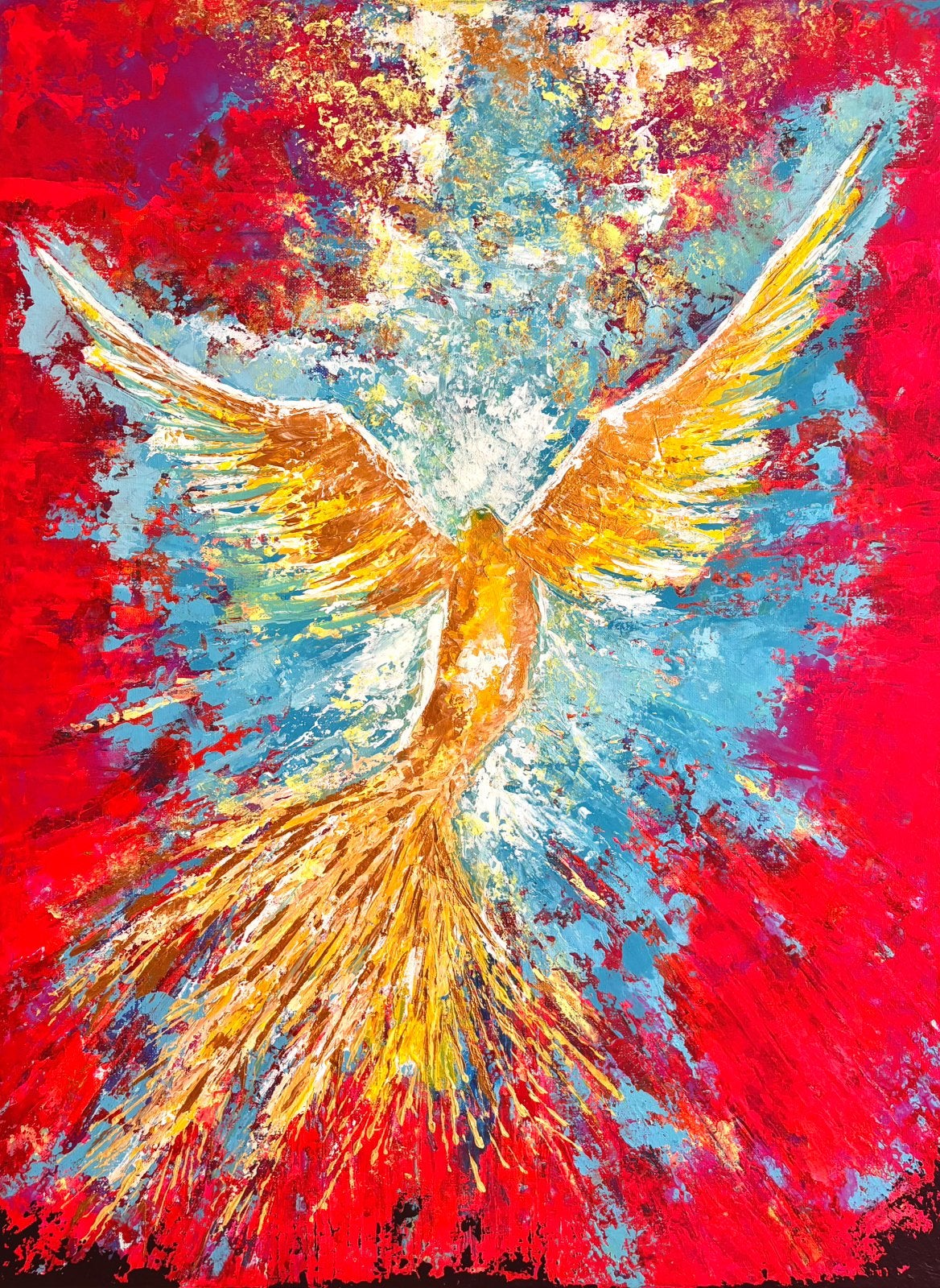 Phoenix, Ophalen of Verzenden, Overige materialen, Met textuur, Acrylverf