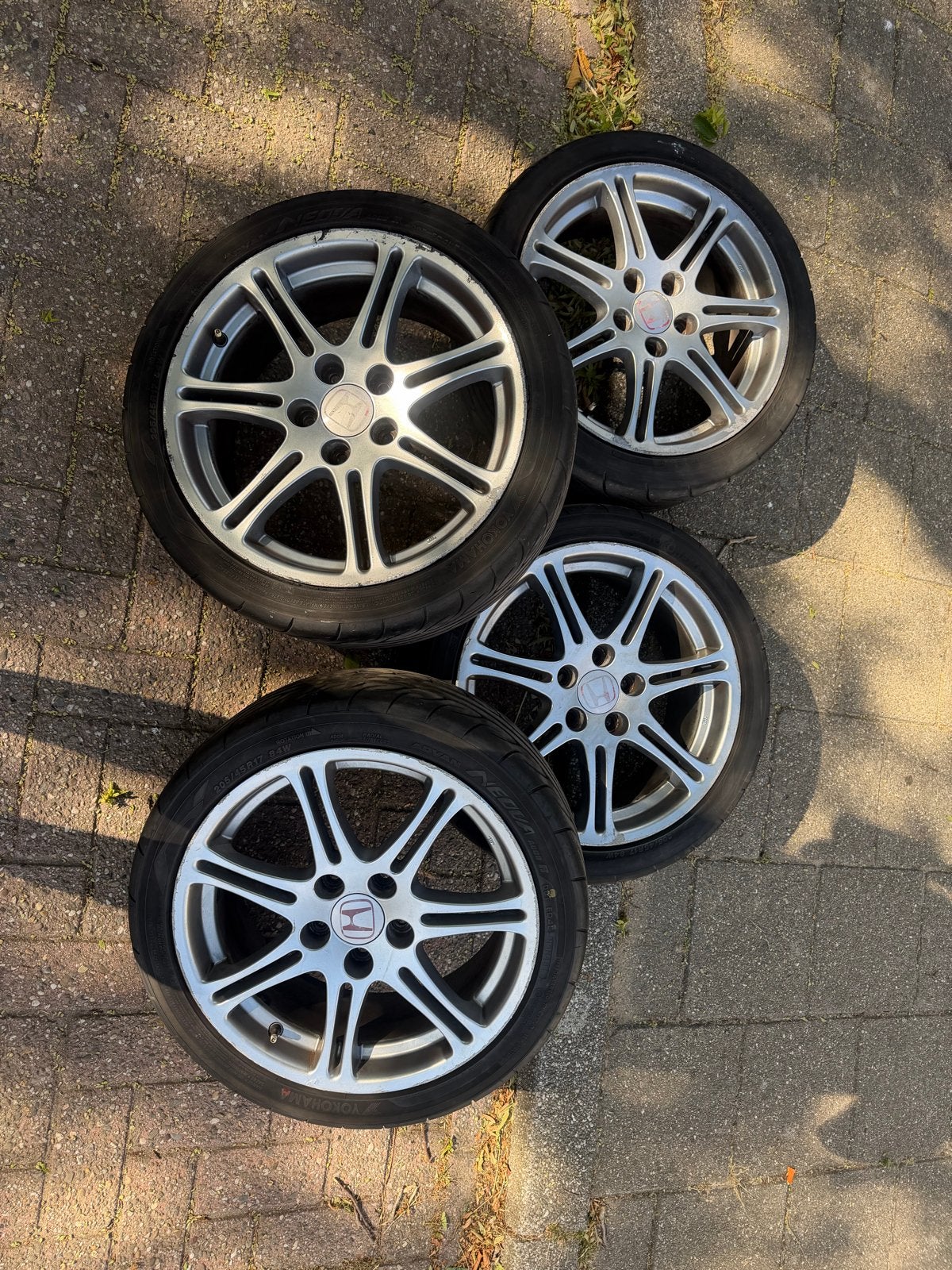 HONDA CIVIC EP3 Type R velgen met semi slicks, Ophalen, Gebruikt, Banden en Velgen, 17 inch