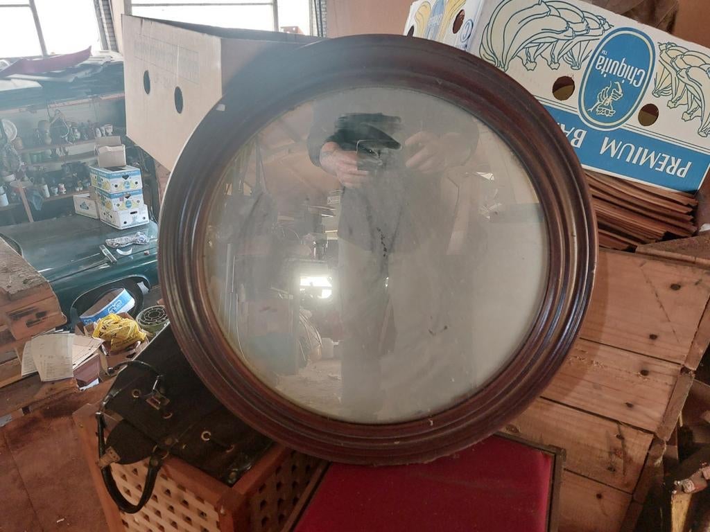 Vintage Ovale Spiegel met Houten Lijst, Ophalen of Verzenden, Ovaal, 50 tot 100 cm