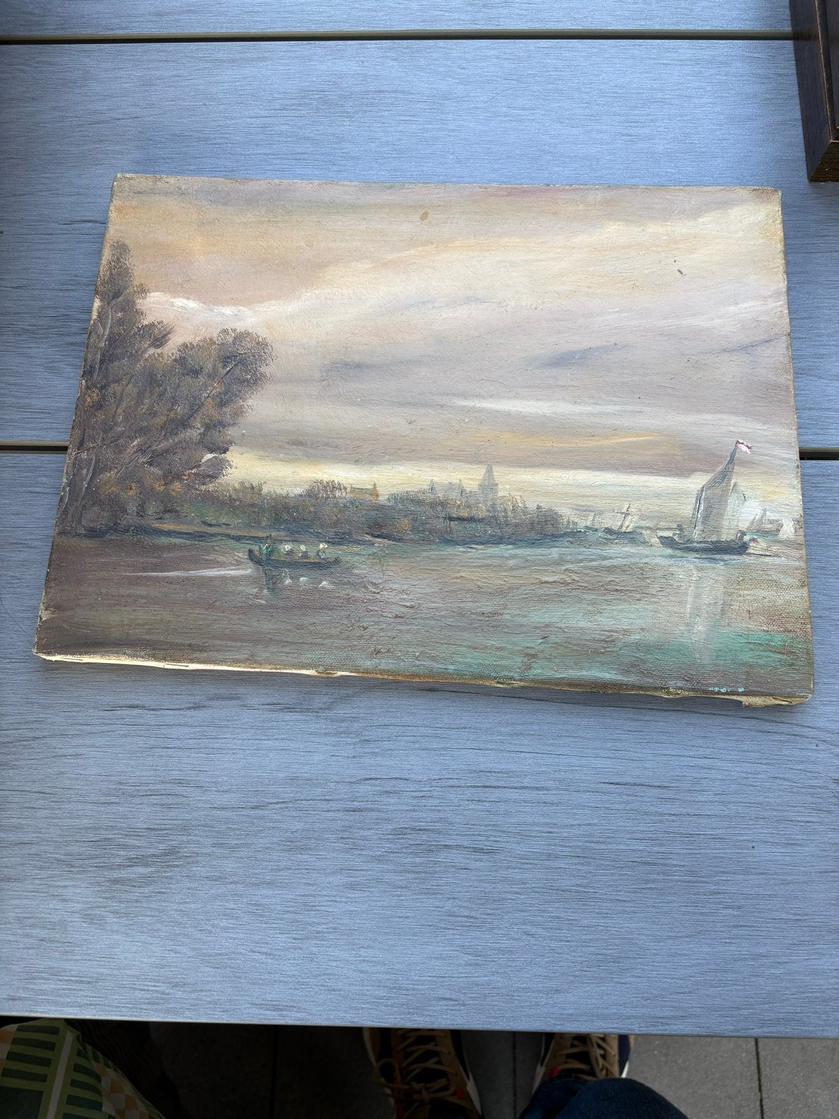 Oud Hollands Landschap Schilderij - Riviergezicht, Antiek en Kunst, Kunst | Schilderijen | Klassiek, Maritiem / water, Doek, Oud hollands
