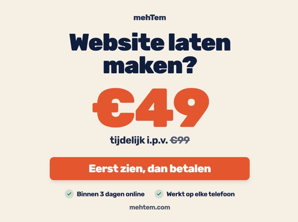 Website laten maken | Nu €49 i.p.v. €99 | Alles geregeld, Webdesign