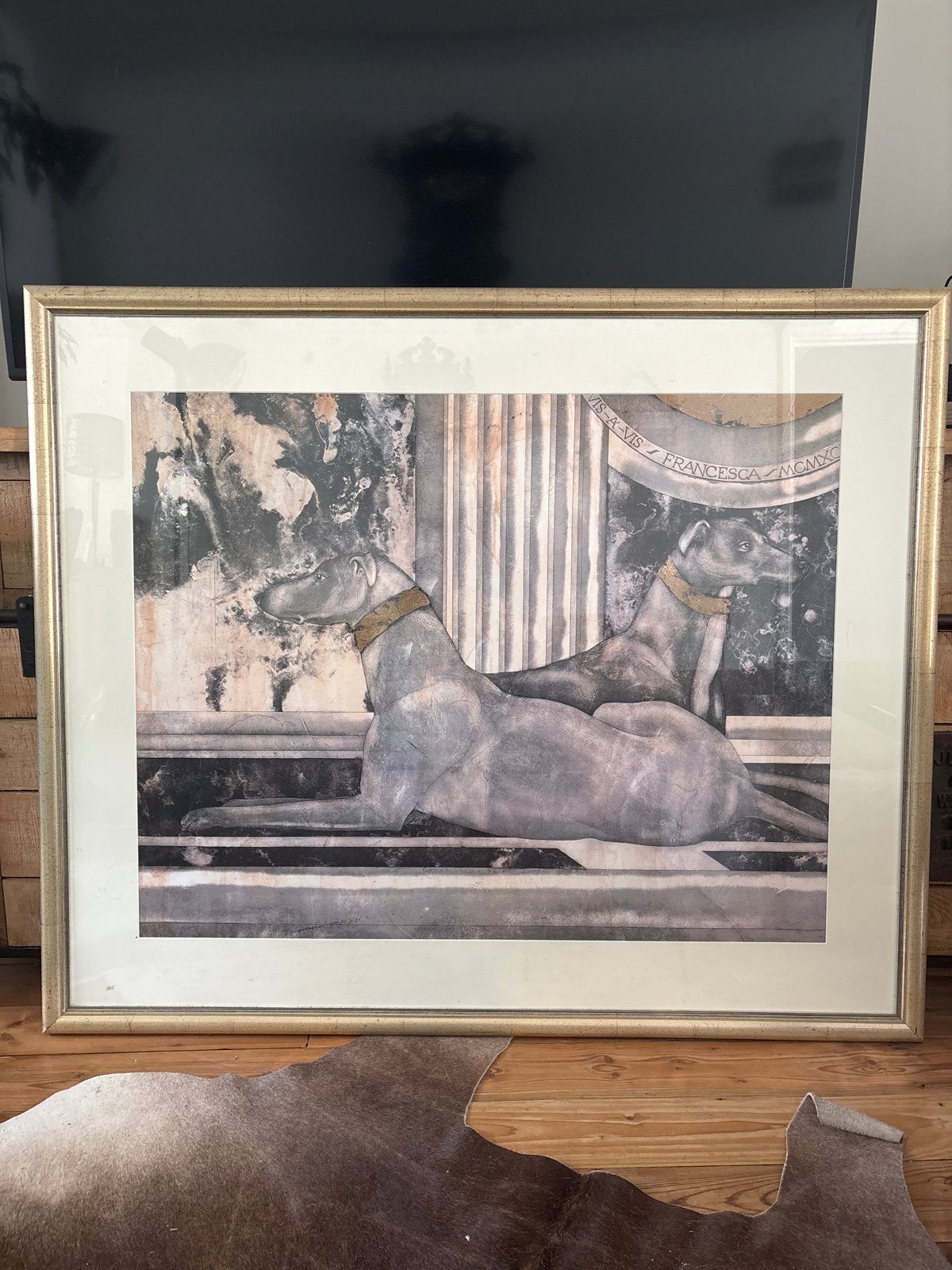 Ingelijste print van twee windhonden, Dieren, Klassiek, Print, Papier