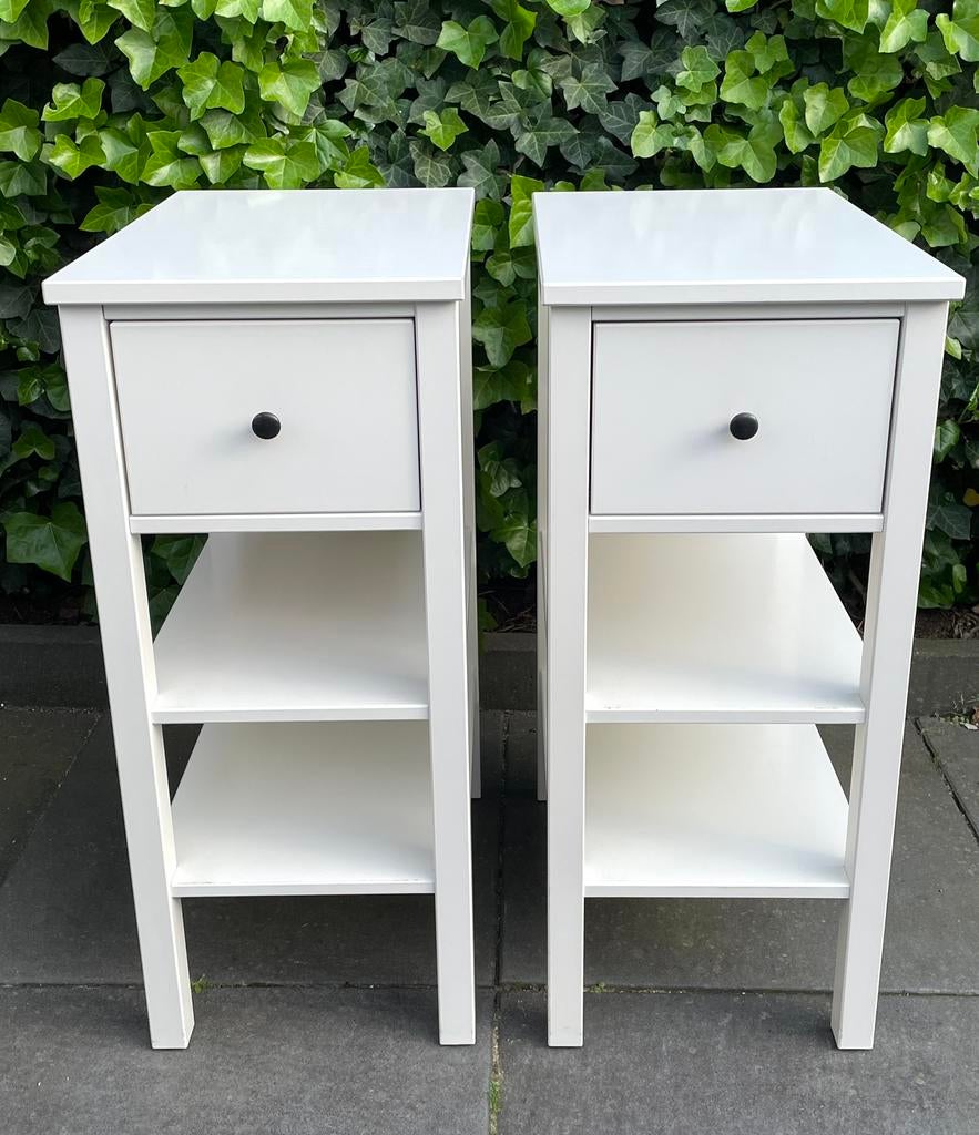 2 IKEA Hemnes Nachtkastjes Lade- Kastje Bijzet-Tafeltje Wit, Ophalen, Minder dan 45 cm, Zo goed als nieuw, 70 cm of meer