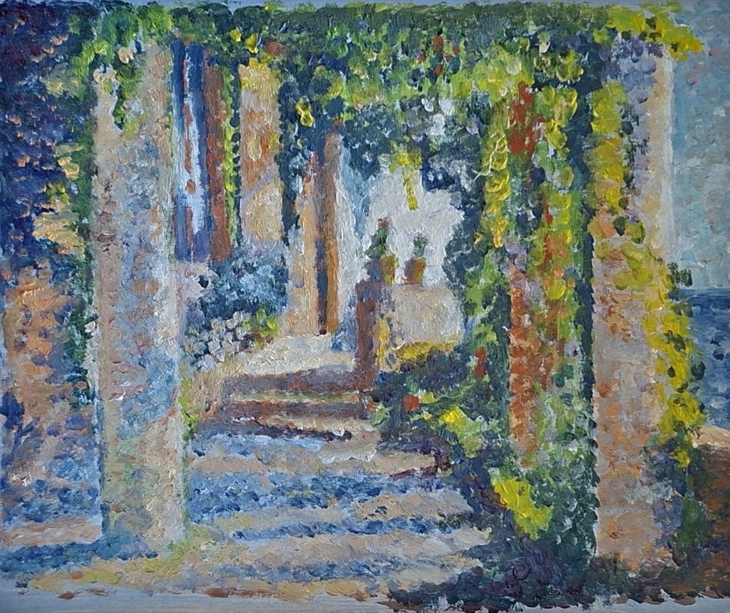 Henri Martin workshop schilderijtje, Antiek en Kunst, Ophalen of Verzenden, Papier/karton, Acrylverf, Landschap