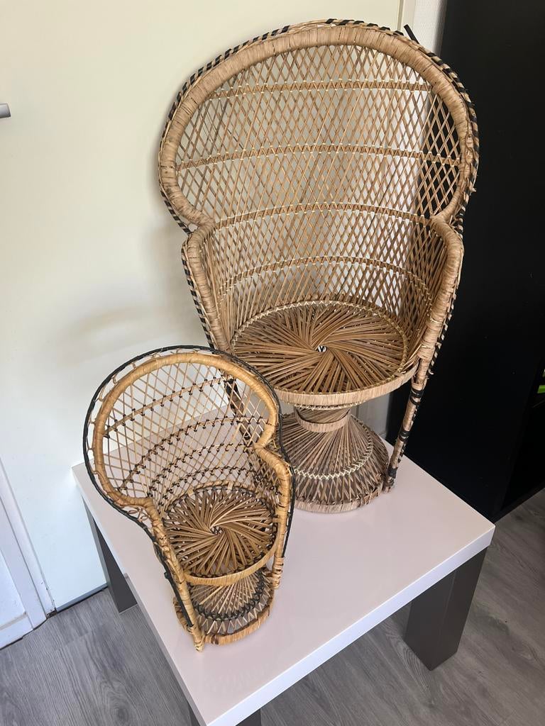 Set rotan stoelen – vintage pauwstoel stijl, Kinderen en Baby's, Kinderkamer | Tafels en Stoelen, Ophalen of Verzenden, Zo goed als nieuw