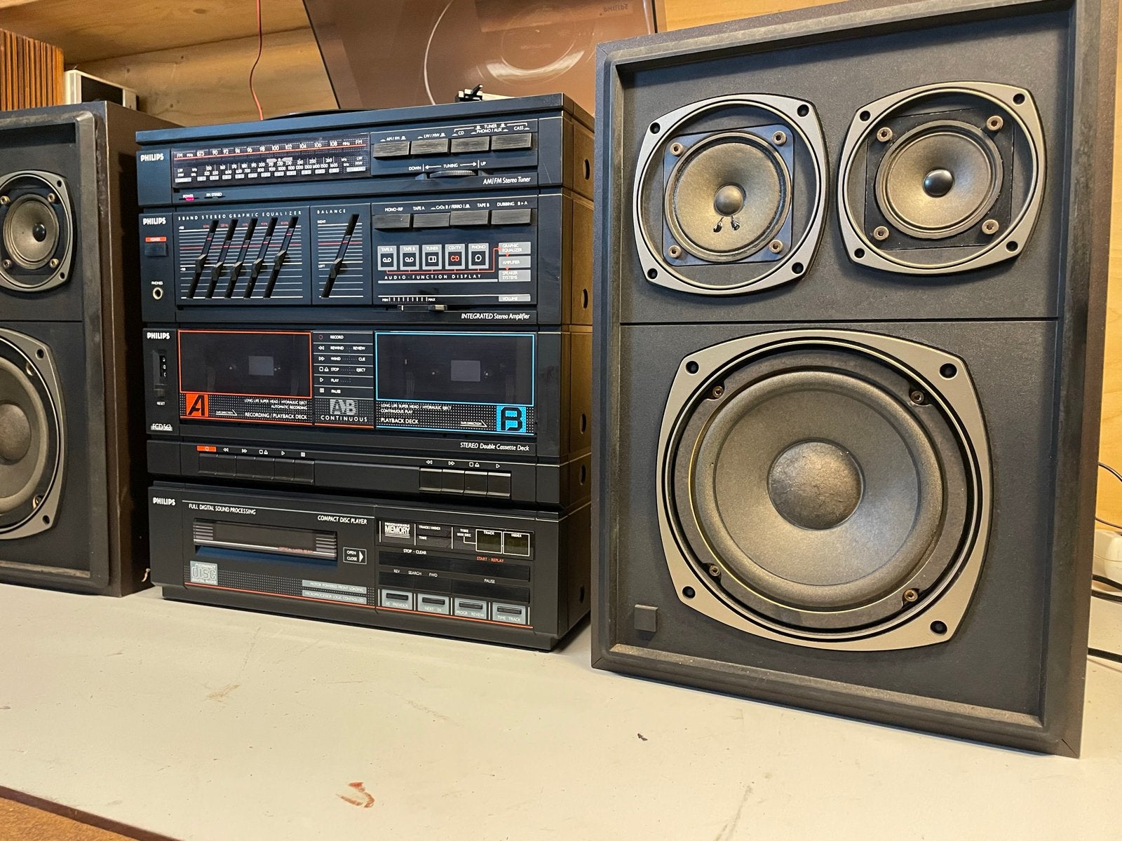 Philips set met platenspeler, CD-speler en dubbel casse, Philips, Gebruikt, Cassettedeck, Losse componenten