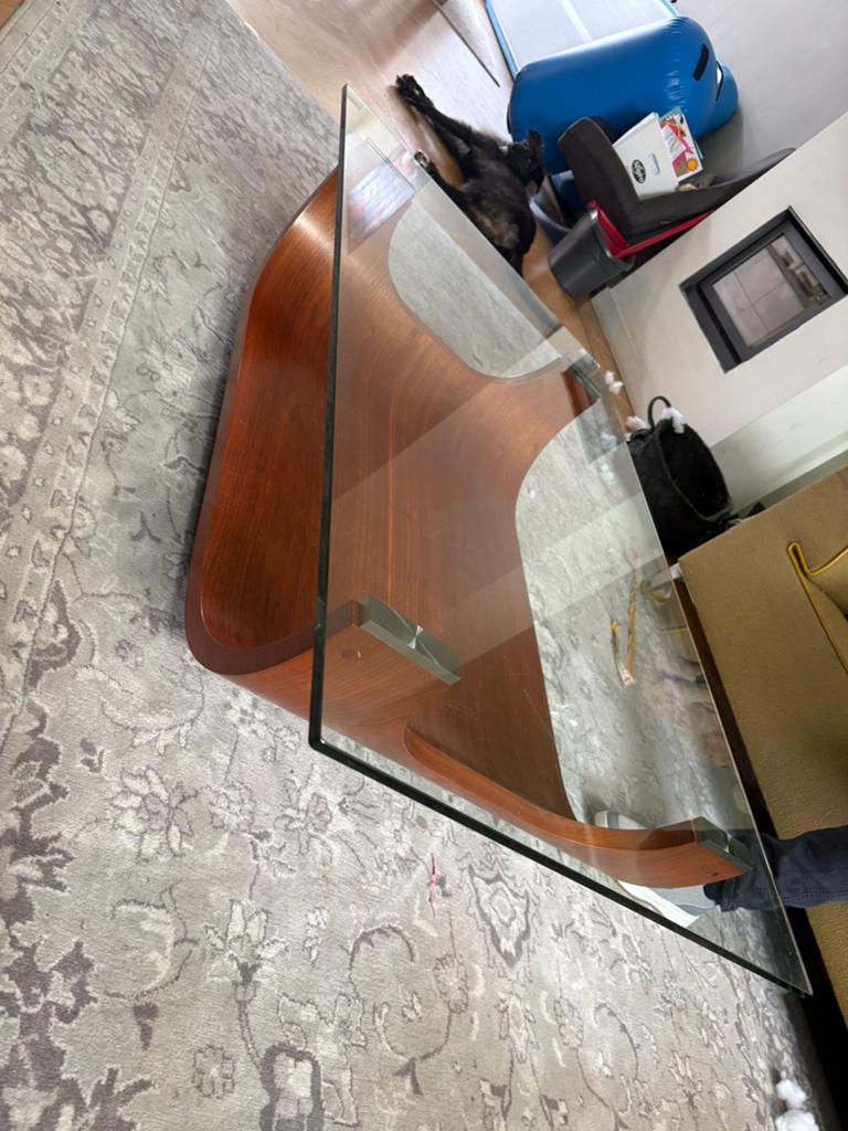 Salontafel kersenhout met glazen blad, Huis en Inrichting, Tafels | Salontafels, Ophalen, Gebruikt, 100 tot 150 cm, 50 tot 100 cm
