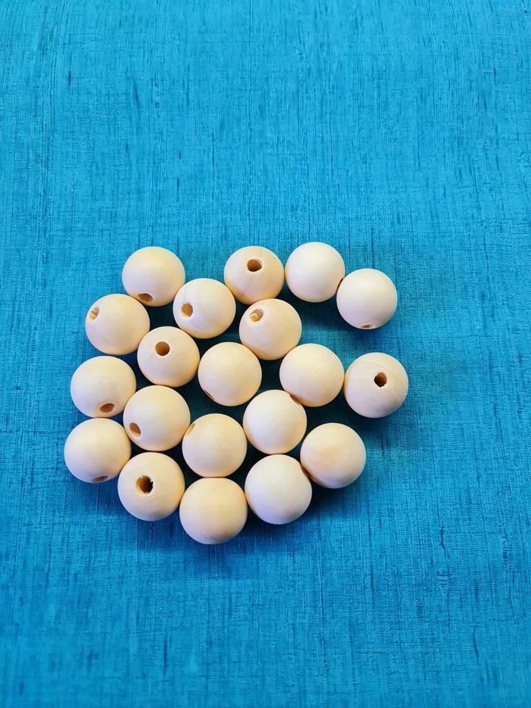20 blank houten kralen - 25mm, Ophalen of Verzenden, Nieuw, Kraal