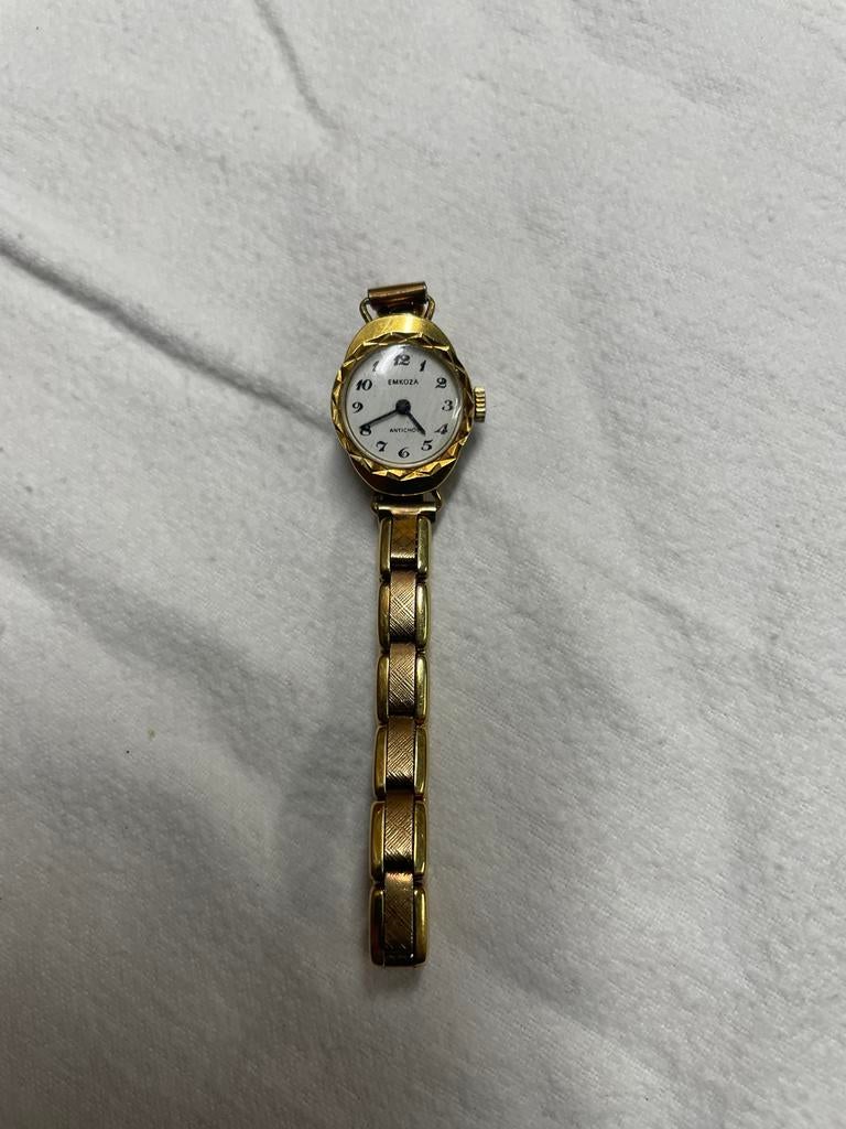 Vintage Emkoza Dameshorloge - Jaren '40/'50 - Goudkleurig, Overige materialen, Gebruikt, Polshorloge, Ophalen