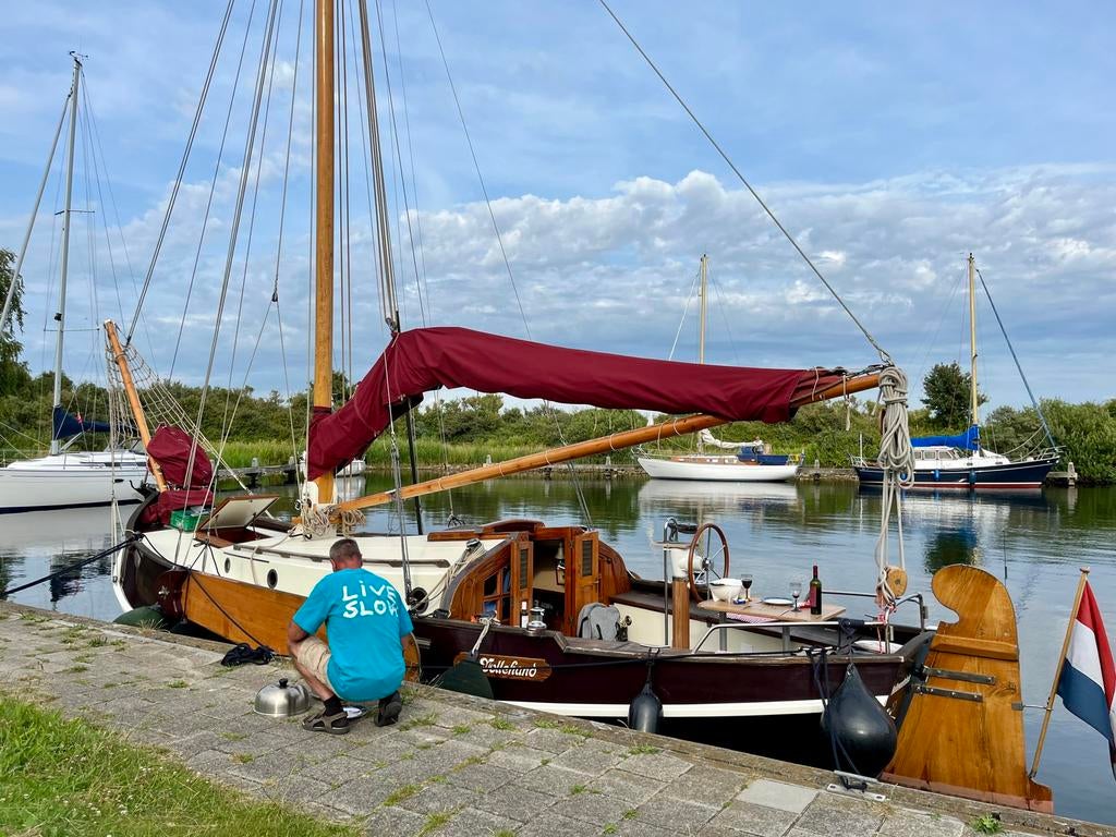 Platbodem type Grundel “Vollehand” 10,5m vaarklaar, Watersport en Boten, Platbodems, Ophalen, Gebruikt, Staal, Diesel