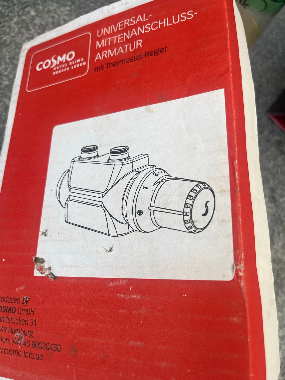 COSMO Universele Middenaansluiting Armatuur met Thermostaat, Doe-het-zelf en Verbouw, Verwarming en Radiatoren, Ophalen of Verzenden