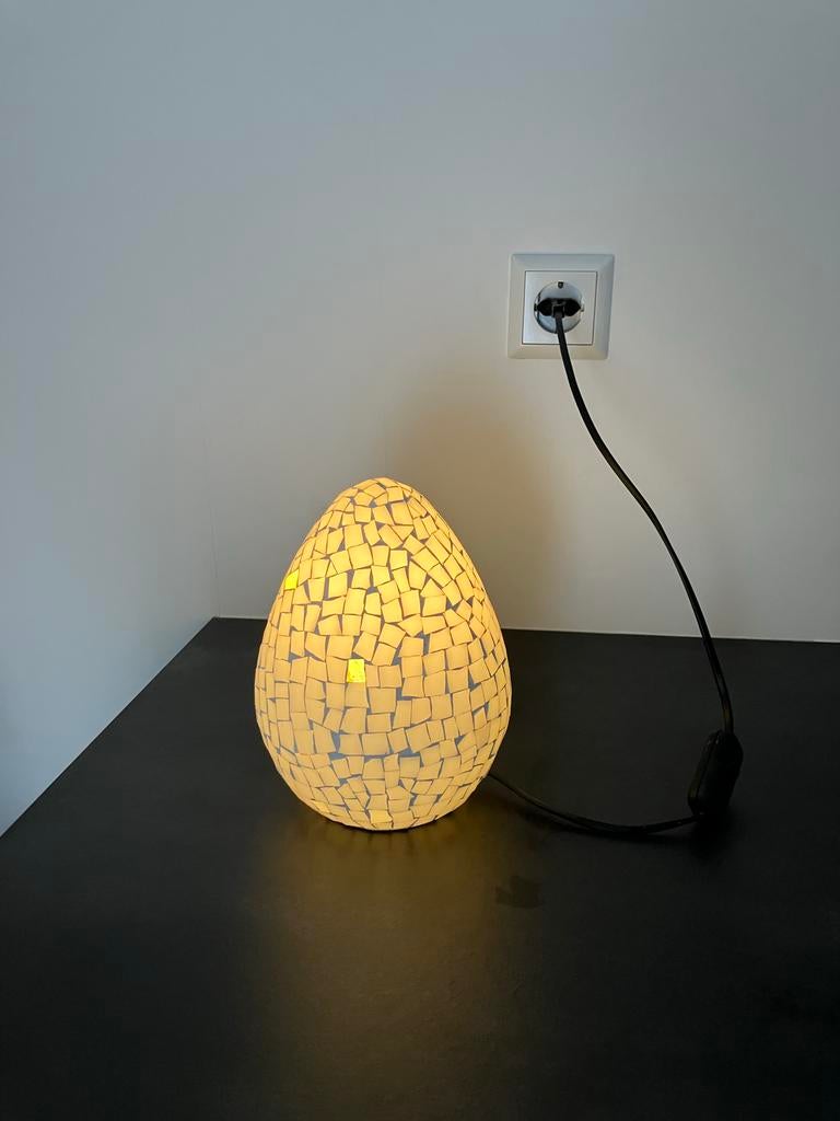 Oosterse mozaïek tafellamp - ei vorm - 22 cm hoog, Ophalen, Gebruikt, Glas, Oosters