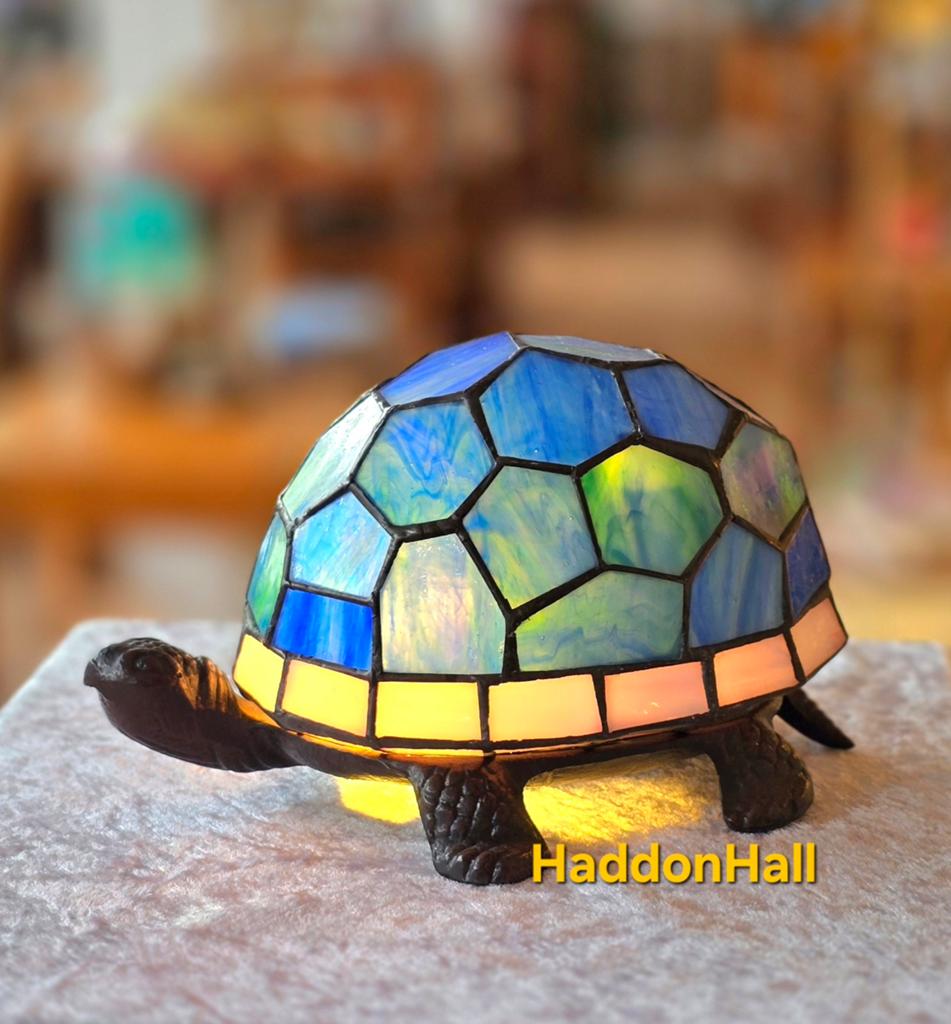 Tiffany lamp "Schildpad" - Unieke glazen tafellamp, Ophalen of Verzenden