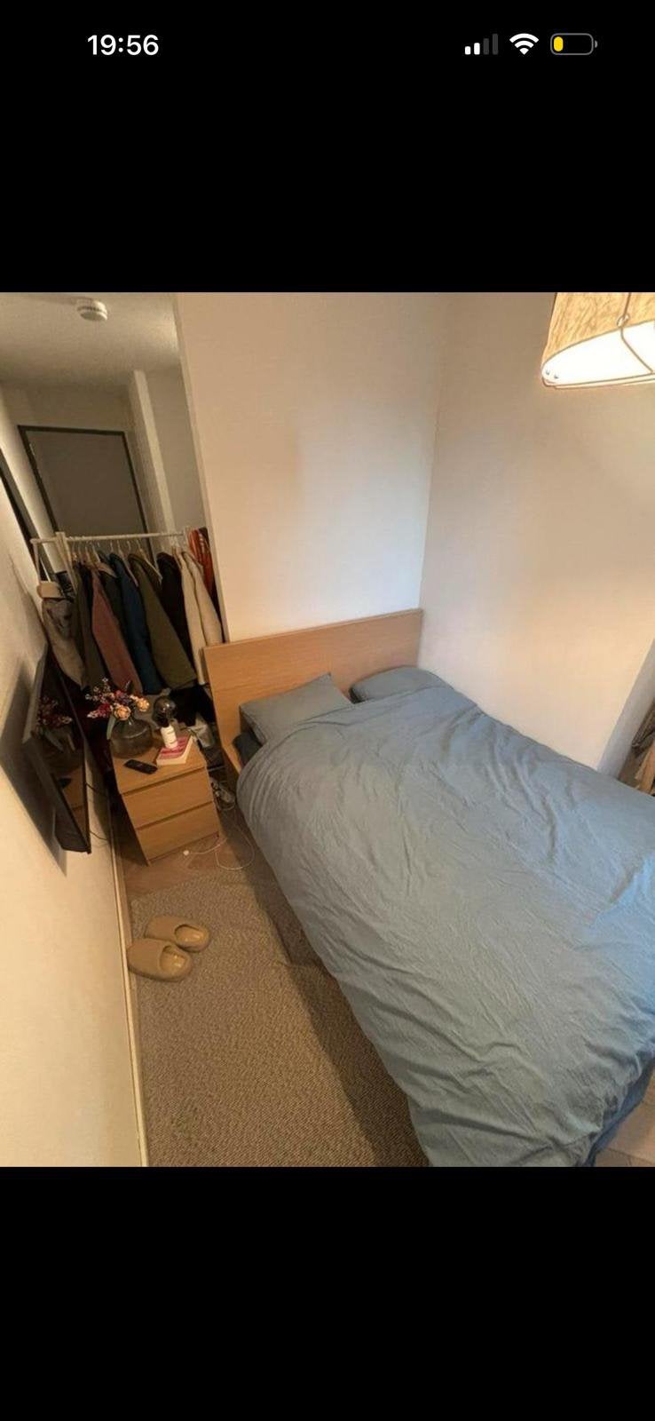 Twijfelaar malm bed ikea, Huis en Inrichting, Slaapkamer | Bedden, Ophalen, Bruin, 140 cm, Zo goed als nieuw