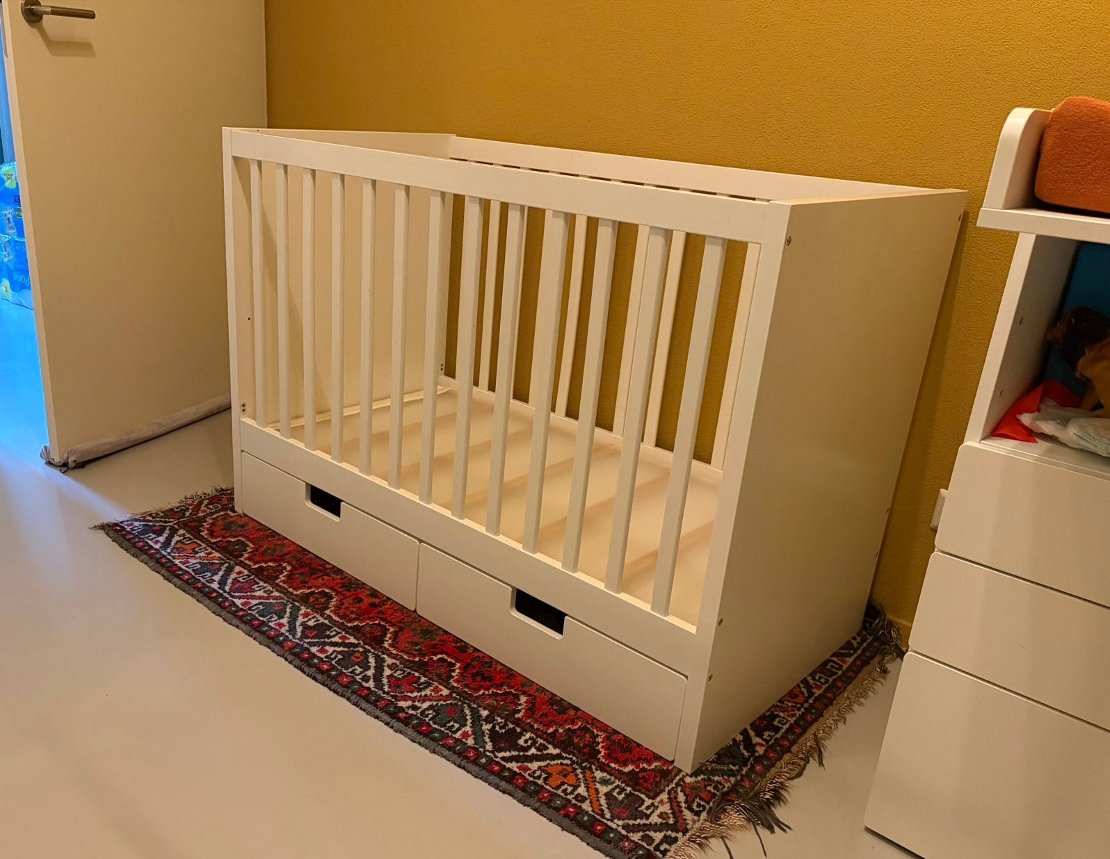 Ledikant IKEA Stuva (wit). Incl. lades en verstelbare bodem, Ophalen, Gebruikt, Jongetje of Meisje