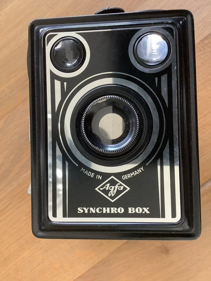 Vintage Agfa Synchro Box camera met leren tas, Ophalen of Verzenden, Gebruikt, Compact, Overige Merken