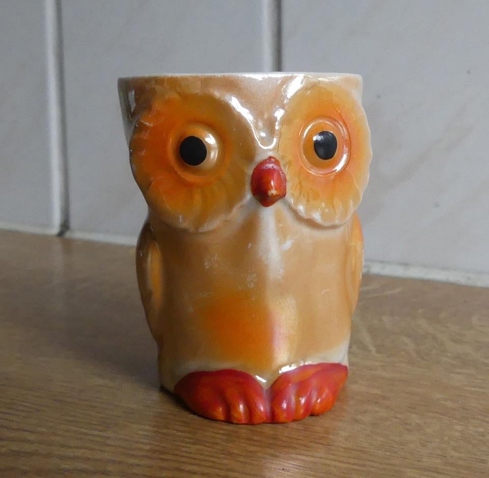 Vintage eierdop uil keramiek figuur uiltje eierdopje Foreign, Huis en Inrichting, Keuken | Servies, Gebruikt, Overige typen, Ophalen of Verzenden