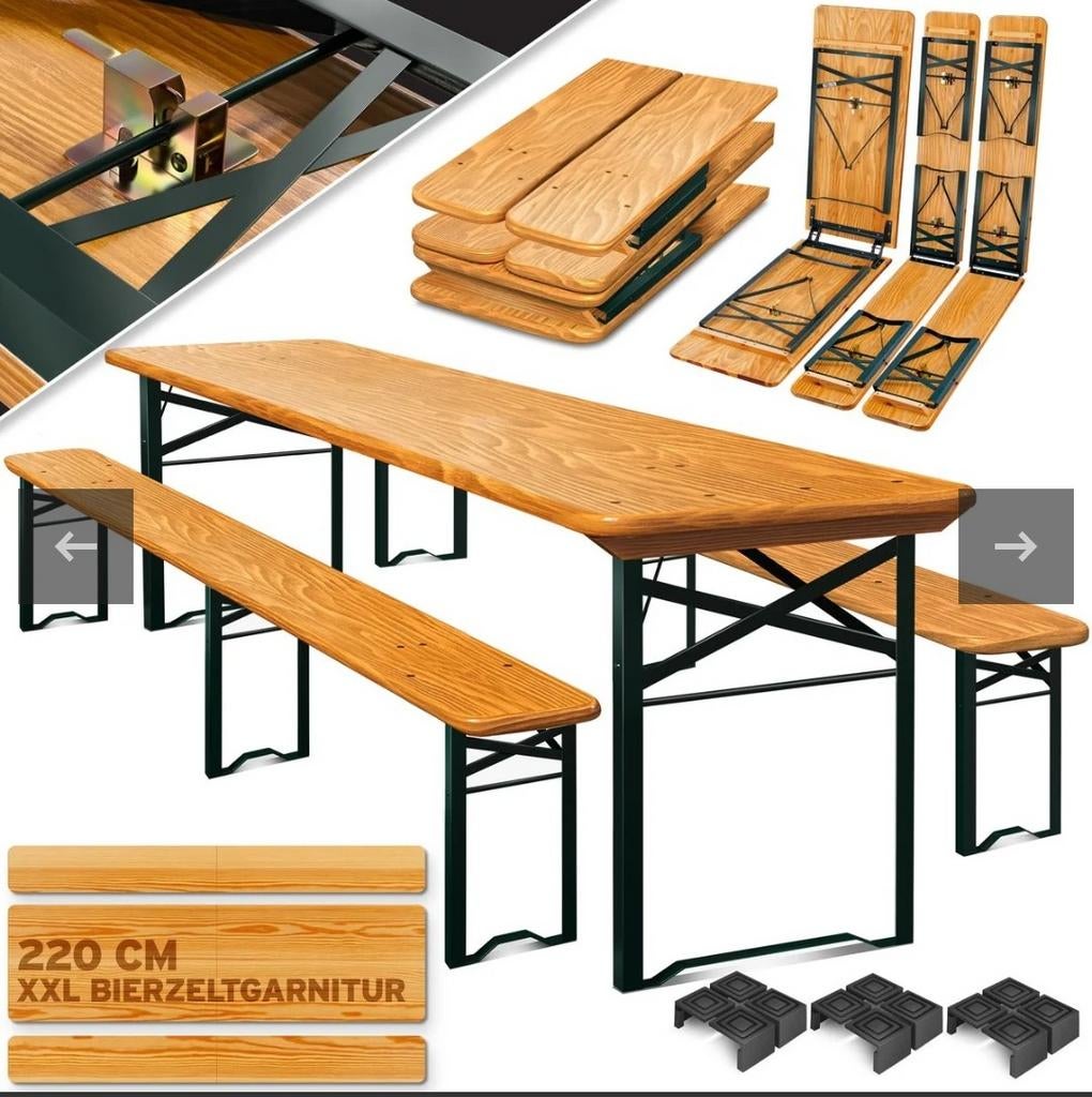 Inklapbare tafels en bankjes te huur, Ophalen, Hout