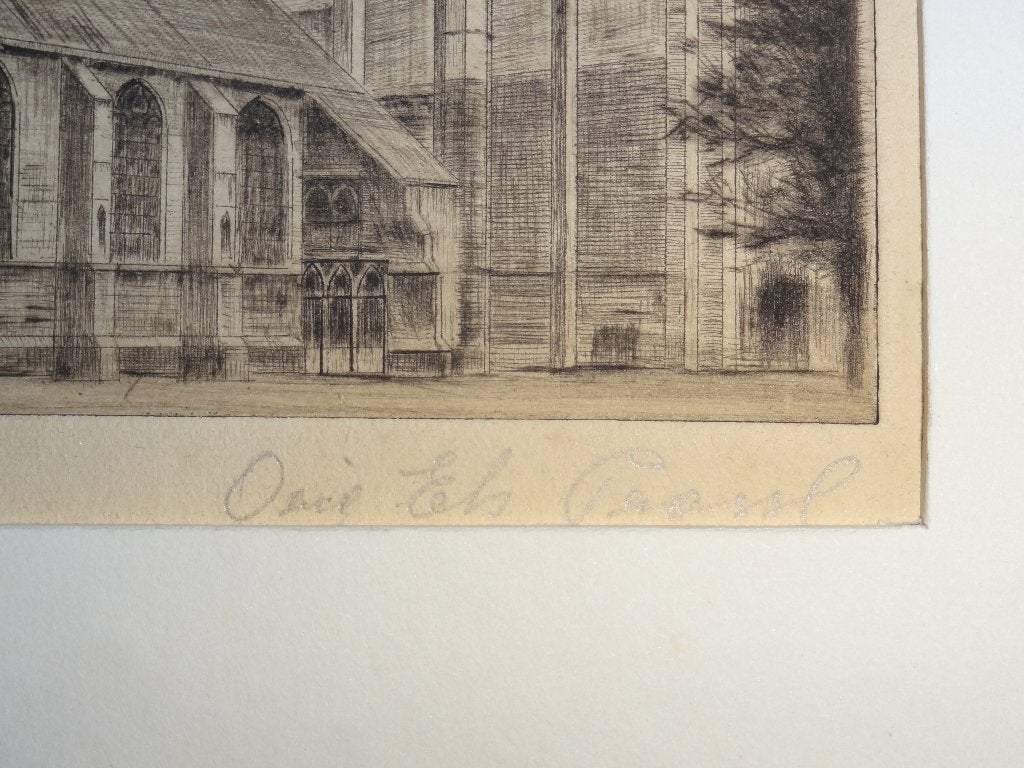 ets St Laurenskerk Alkmaar passe partout signatuur onbekend, Stadsgezicht, Origineel, 1900 - 1949, Verzenden