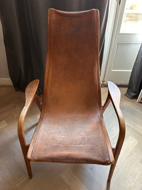Vintage Swedese Lamino Fauteuil van Y.Ekstrom, Ophalen, Gebruikt, 75 tot 100 cm, Leer