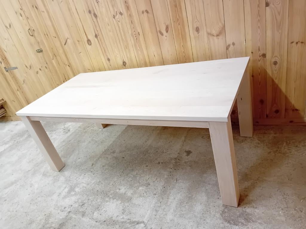 Houten tafel 200 x 100 cm nieuw onbehandeld esdoorn hout, Ophalen, Strak, Gebruikt, 200 cm of meer