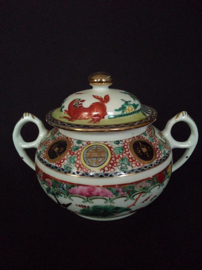 Oude Chinese SUIKERPOT met Deksel – Hong Kong Jaren ‘60, Antiek en Kunst, Ophalen of Verzenden