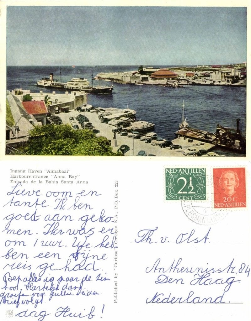 Curacao, N.A., Annabaai, Albert Plesman Luchthaven Stempel, Ophalen of Verzenden, 1960 tot 1980, Gelopen, Buiten Europa