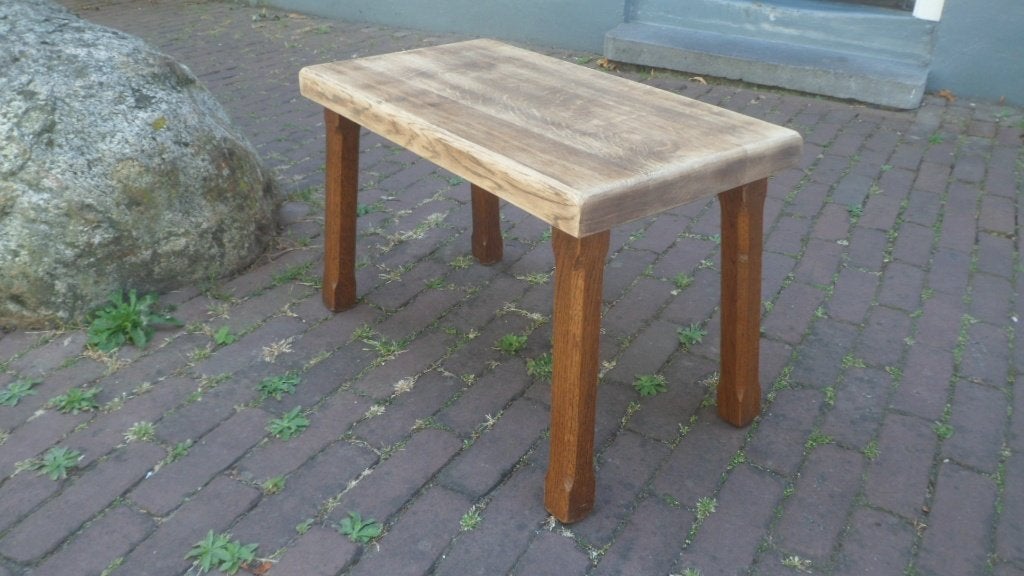 Houten TAFELTJE BANKJE eiken bijzettafel plantentafel 60 cm., Ophalen of Verzenden