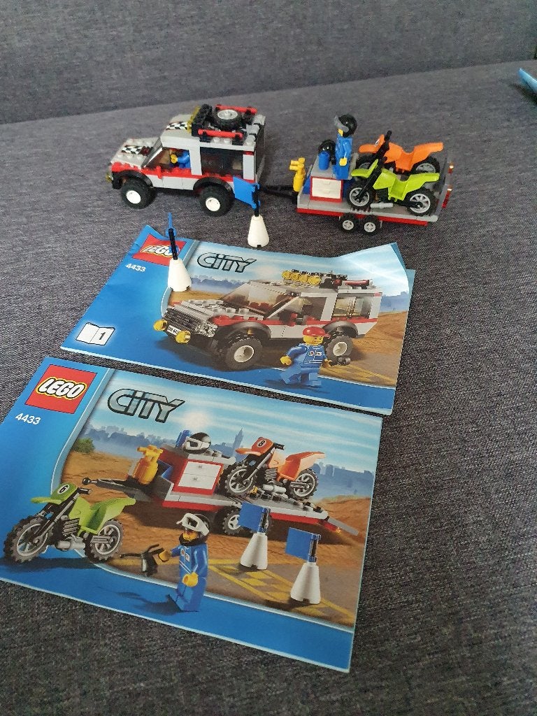 Lego City 4x4 met aanhanger en crossmotoren (set 4433), Lego, Ophalen of Verzenden, Inclusief instructies, Complete set