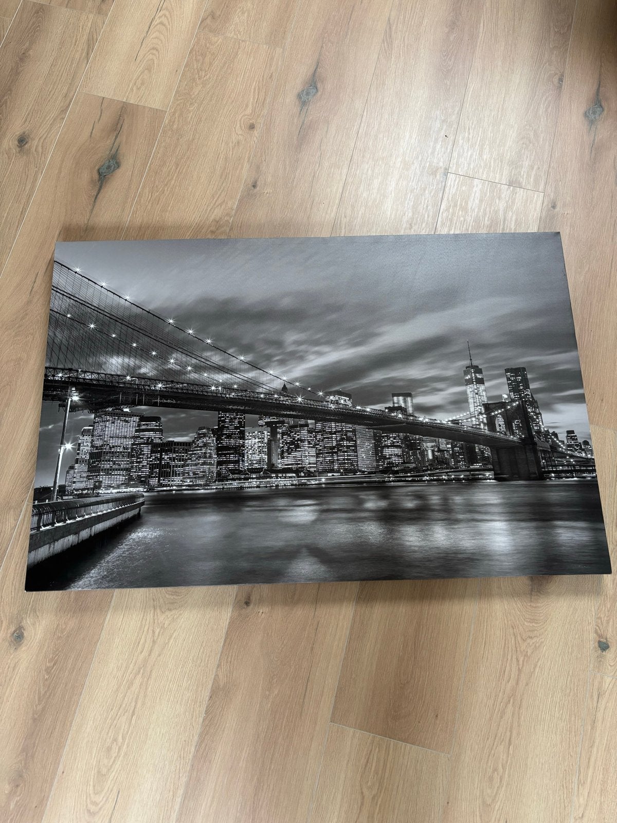 Canvas schilderij New York Brooklyn Bridge zwart-wit, Ophalen, 50 – 75, Zo goed als nieuw, Schilderij