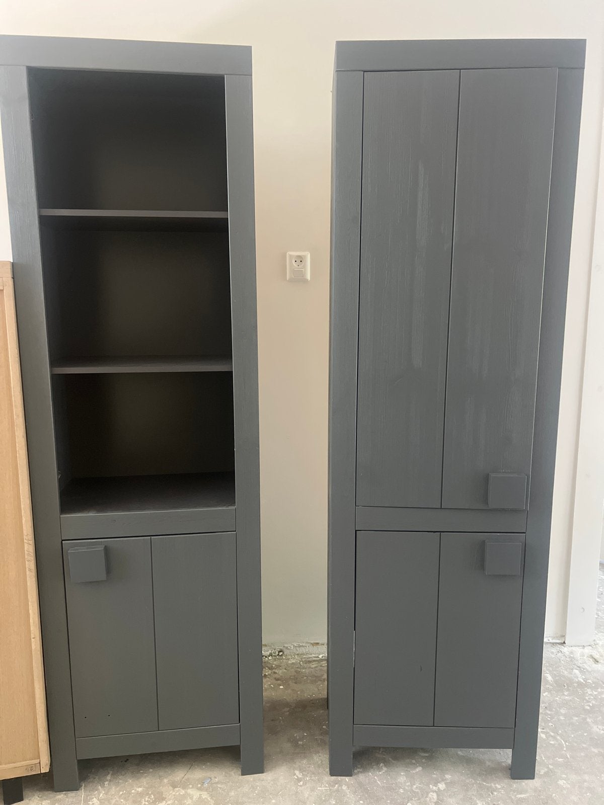 Grijze kasten set - Boekenkast en opbergkast gratis, Ophalen, Minder dan 50 cm, 200 cm of meer, Zo goed als nieuw