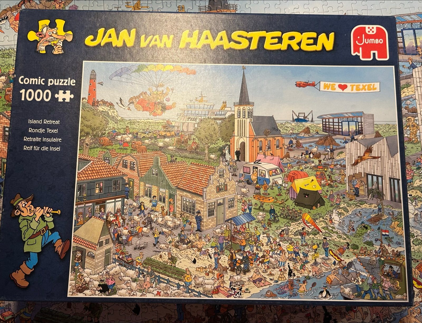 Jan van Haasteren Comic Puzzel -  Rondje Texel. 1000 stukjes, Ophalen of Verzenden, 500 t/m 1500 stukjes, Gebruikt, Legpuzzel
